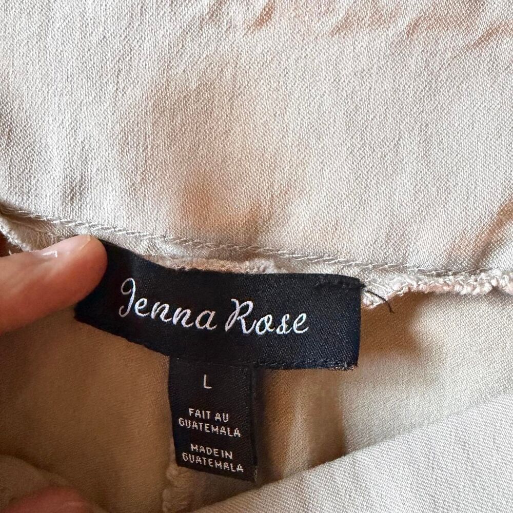 Jenna Rose Cream Capri Pants Button Detail‎ Y2K Stretch Office Siren Tan Large - Picture 5 of 7